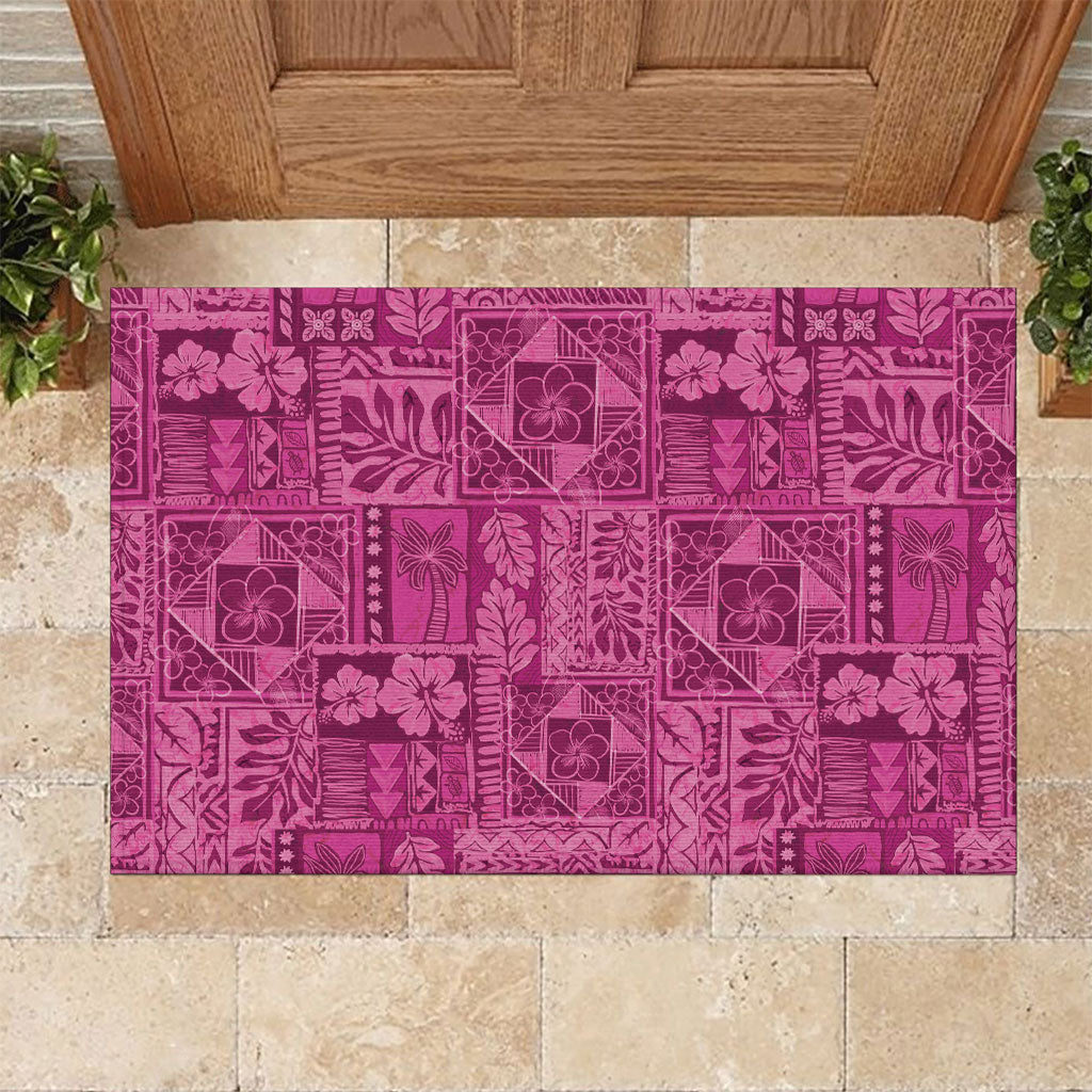 Hawaii Rainforest Beach Tropical Flowers Rubber Doormat LT14 Pink - Polynesian Pride