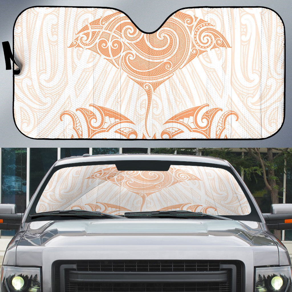 New Zealand Manta Ray Tattoo Auto Sun Shade Aotearoa Maori Haehae Orange