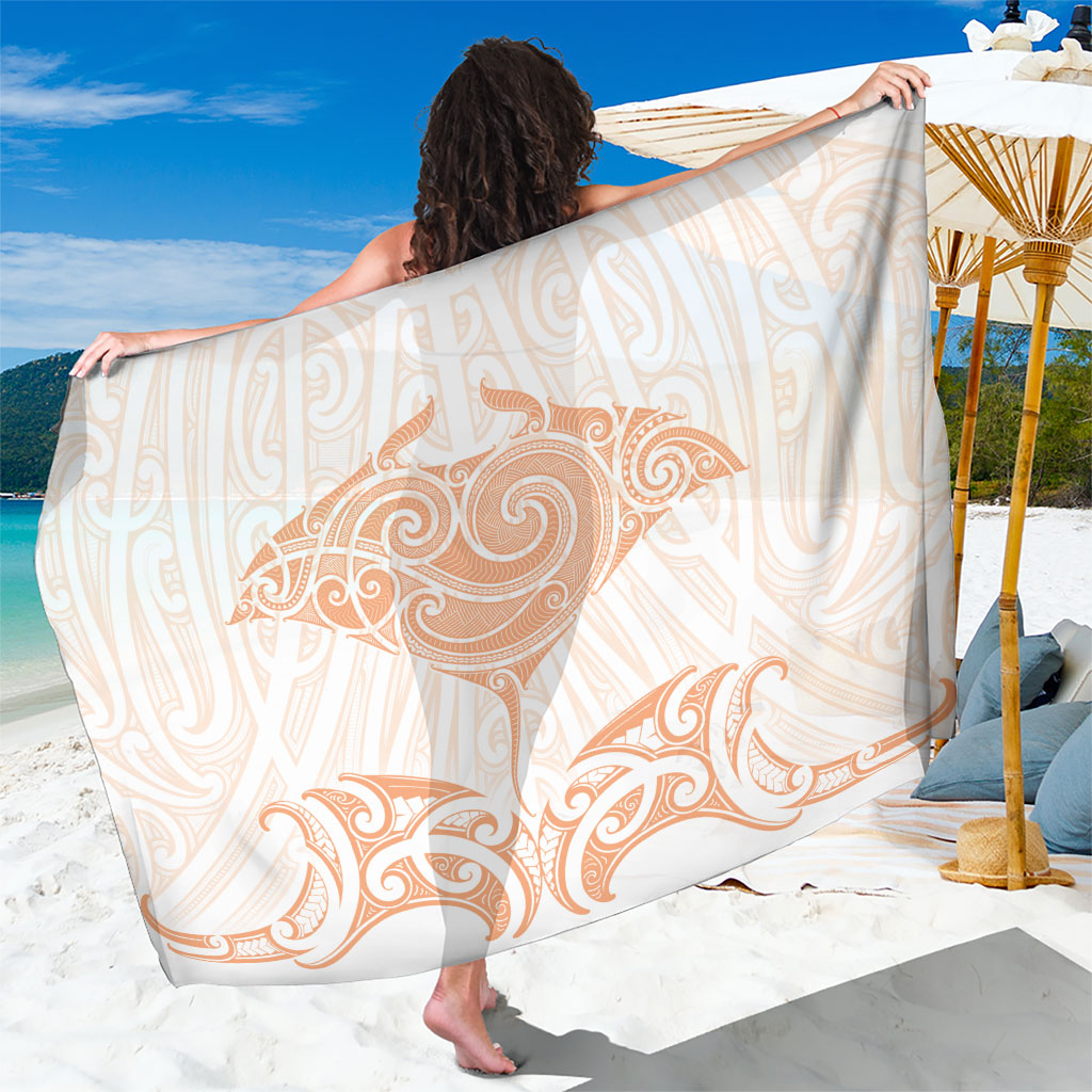 New Zealand Manta Ray Tattoo Sarong Aotearoa Maori Haehae Orange LT14 One Size 44 x 66 inches Orange - Polynesian Pride