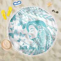 Polynesia Cervical Cancer Awareness Month Beach Blanket Polynesian Women Faith Hope Love! LT14 One Size 150cm White - Polynesian Pride