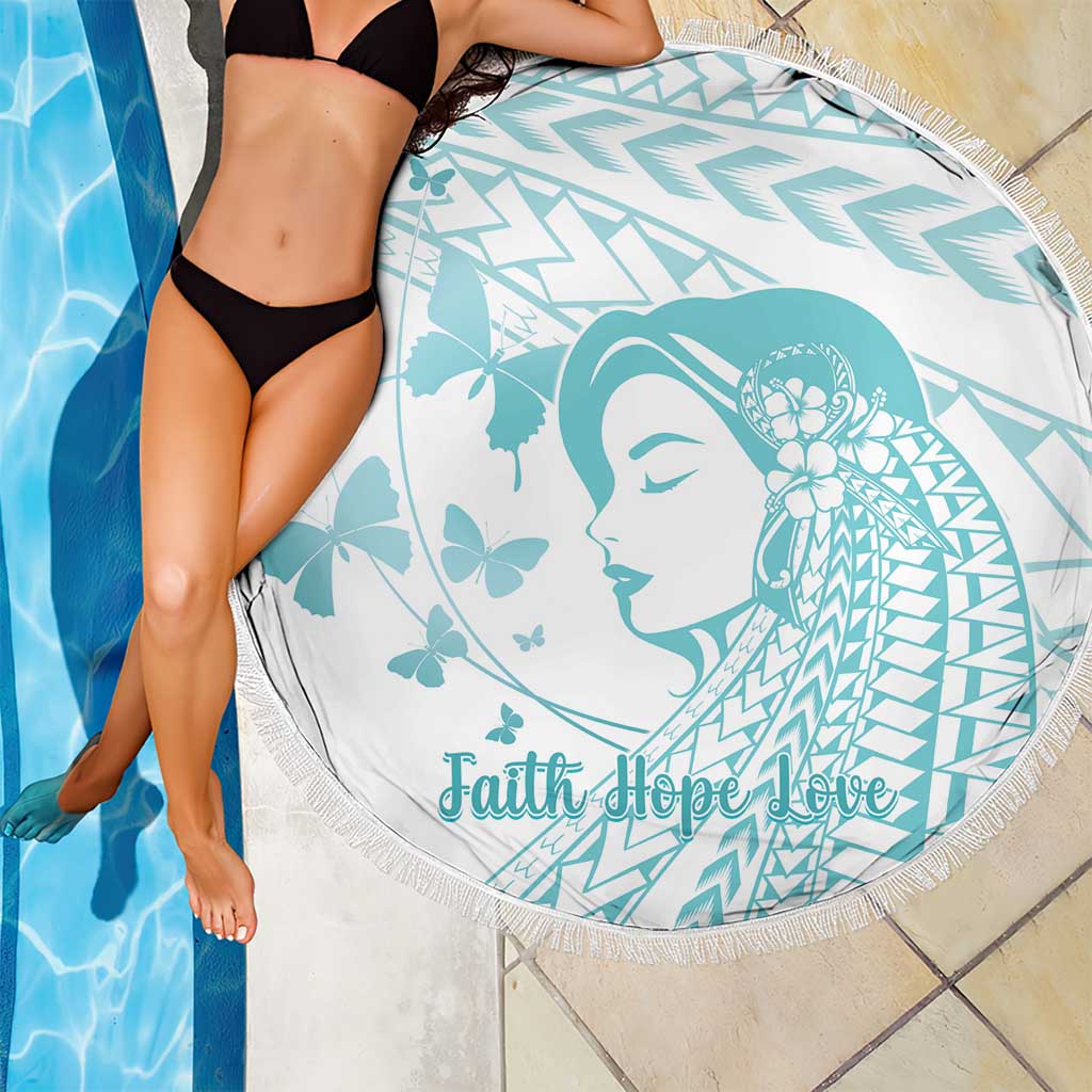 Polynesia Cervical Cancer Awareness Month Beach Blanket Polynesian Women Faith Hope Love! LT14 - Polynesian Pride