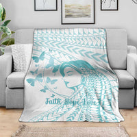 Polynesia Cervical Cancer Awareness Month Blanket Polynesian Women Faith Hope Love! LT14 - Polynesian Pride