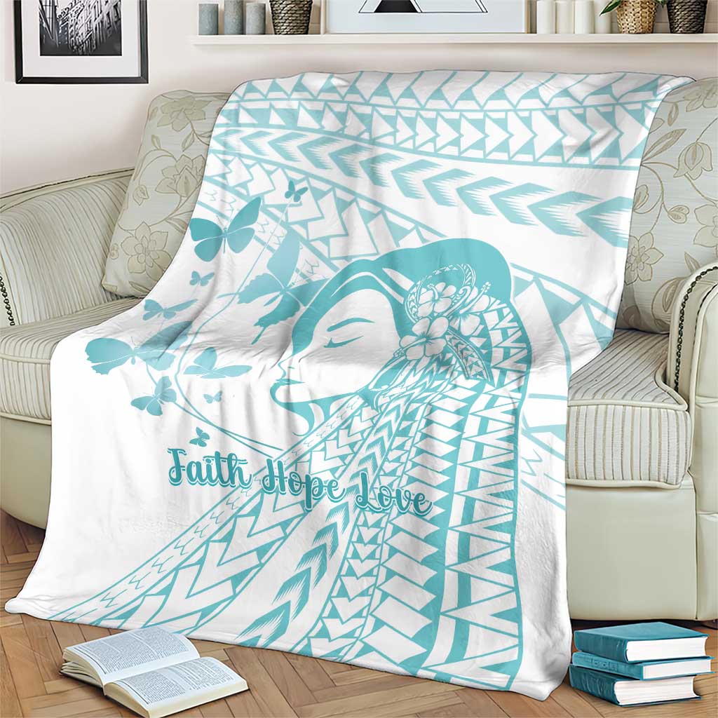 Polynesia Cervical Cancer Awareness Month Blanket Polynesian Women Faith Hope Love! LT14 - Polynesian Pride