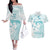 Polynesia Cervical Cancer Awareness Month Couples Matching Off The Shoulder Long Sleeve Dress and Hawaiian Shirt Polynesian Women Faith Hope Love!