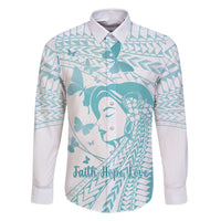 Polynesia Cervical Cancer Awareness Month Family Matching Tank Maxi Dress and Hawaiian Shirt Polynesian Women Faith Hope Love!