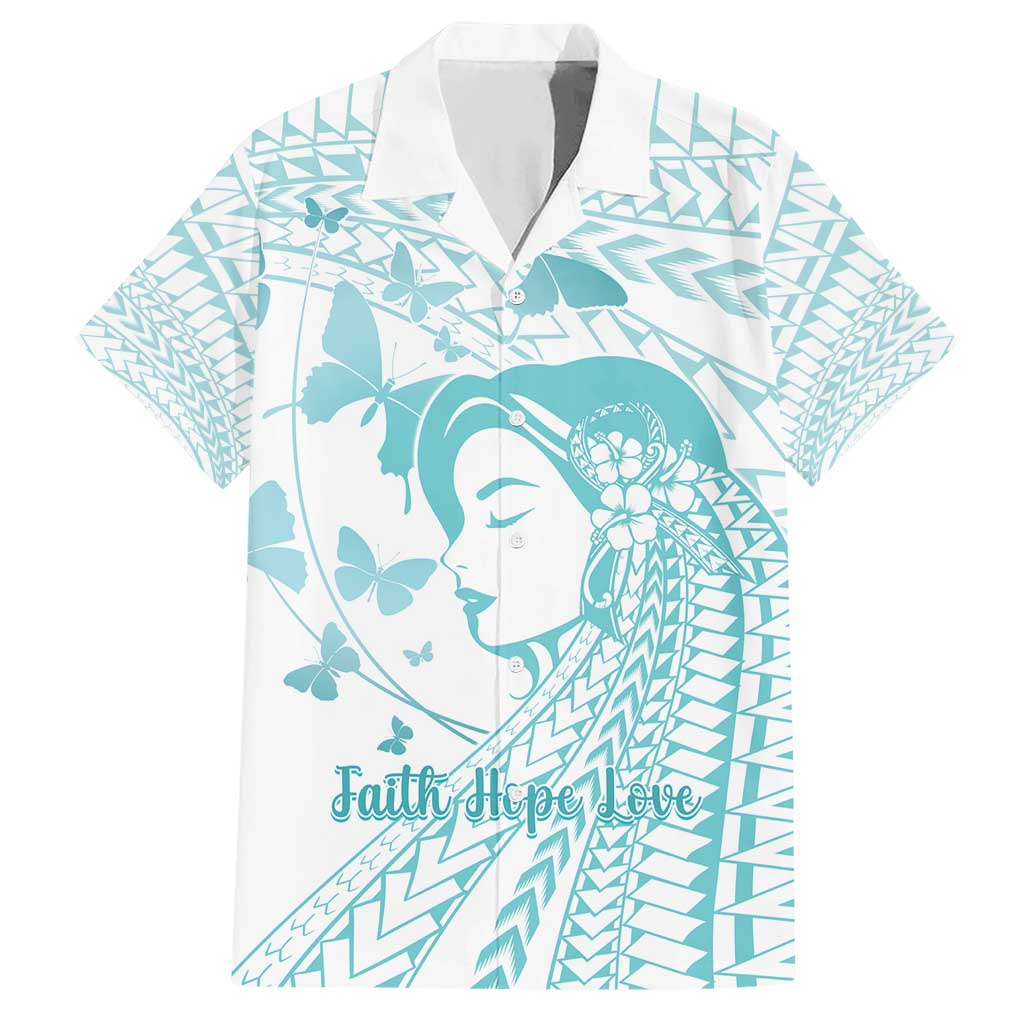 Polynesia Cervical Cancer Awareness Month Hawaiian Shirt Polynesian Women Faith Hope Love! LT14 White - Polynesian Pride