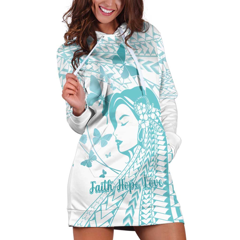 Polynesia Cervical Cancer Awareness Month Hoodie Dress Polynesian Women Faith Hope Love!