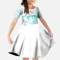 Polynesia Cervical Cancer Awareness Month Kid Short Sleeve Dress Polynesian Women Faith Hope Love!