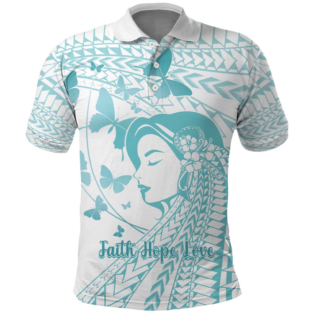 Polynesia Cervical Cancer Awareness Month Polo Shirt Polynesian Women Faith Hope Love!