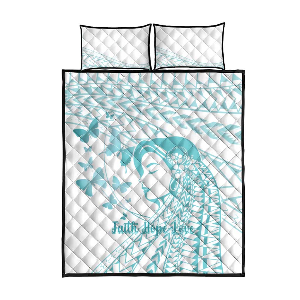 Polynesia Cervical Cancer Awareness Month Quilt Bed Set Polynesian Women Faith Hope Love! LT14 - Polynesian Pride