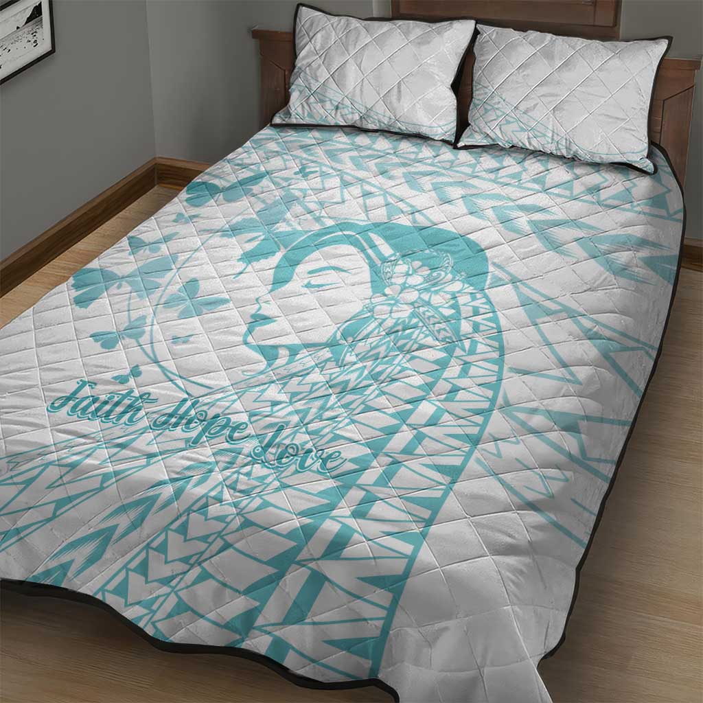 Polynesia Cervical Cancer Awareness Month Quilt Bed Set Polynesian Women Faith Hope Love! LT14 - Polynesian Pride