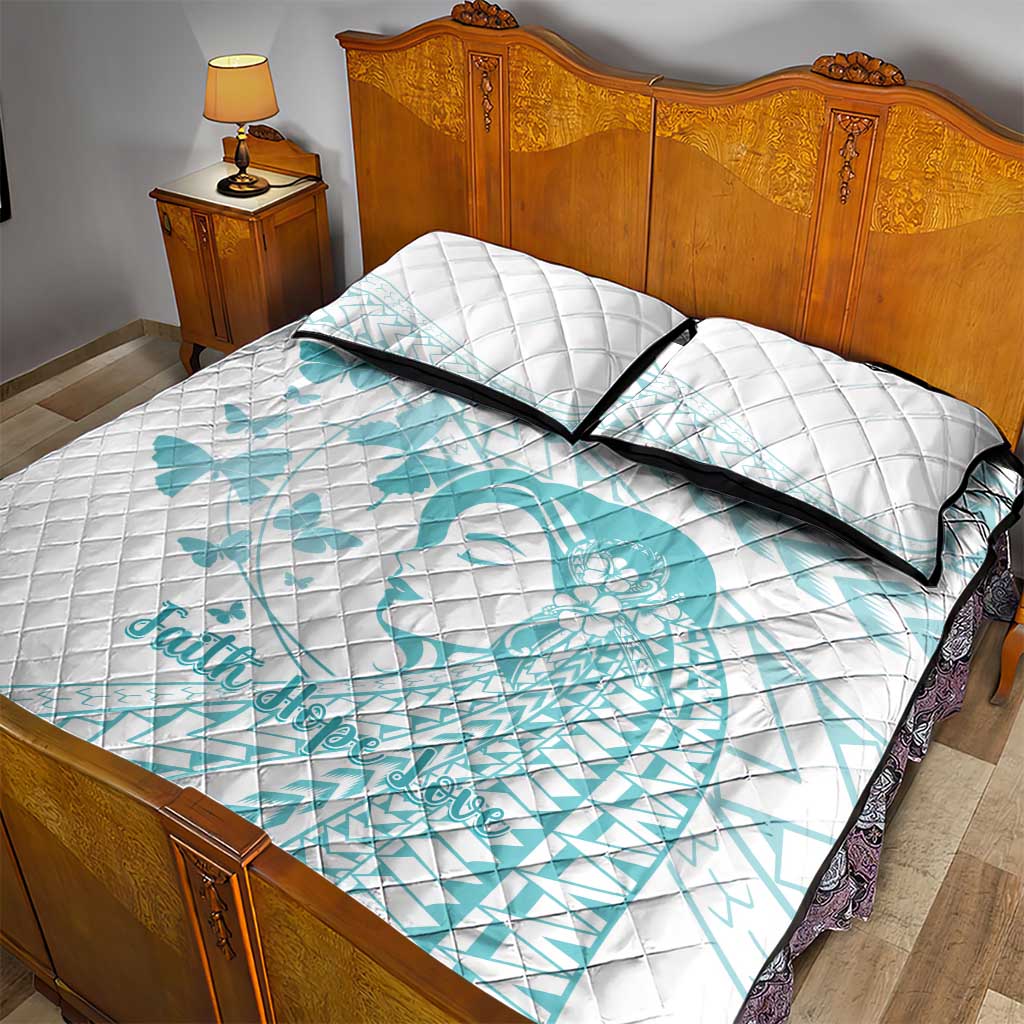 Polynesia Cervical Cancer Awareness Month Quilt Bed Set Polynesian Women Faith Hope Love! LT14 - Polynesian Pride