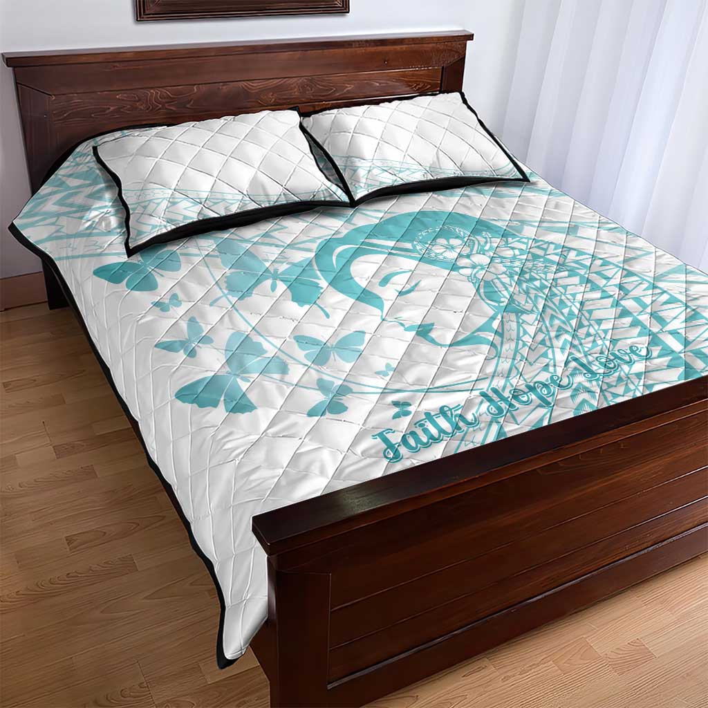 Polynesia Cervical Cancer Awareness Month Quilt Bed Set Polynesian Women Faith Hope Love! LT14 - Polynesian Pride