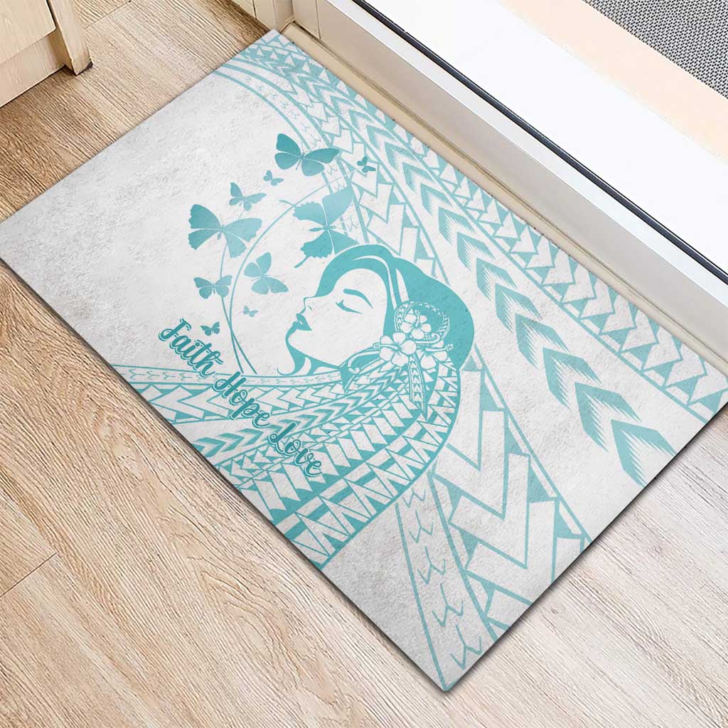 Polynesia Cervical Cancer Awareness Month Rubber Doormat Polynesian Women Faith Hope Love! LT14 - Polynesian Pride