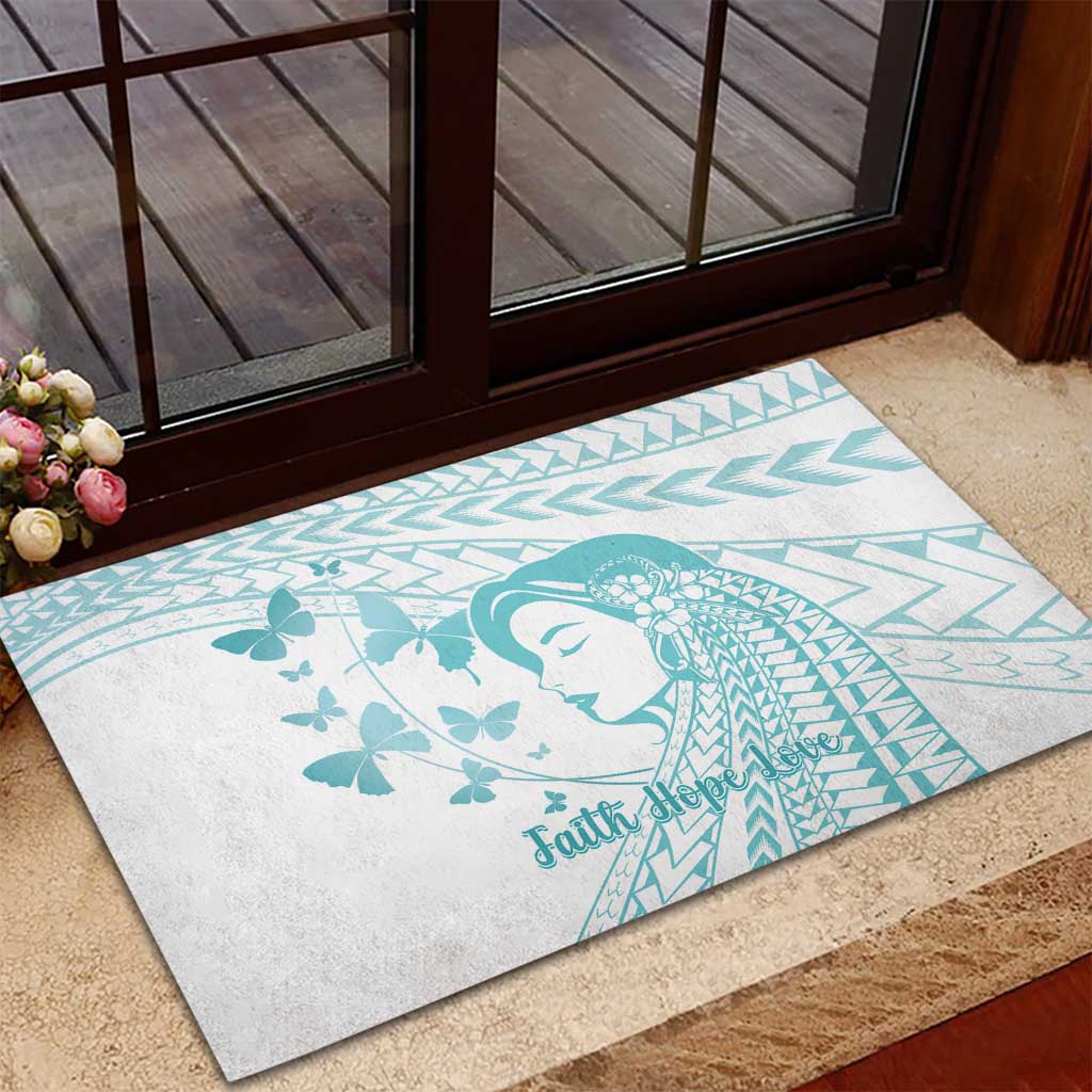 Polynesia Cervical Cancer Awareness Month Rubber Doormat Polynesian Women Faith Hope Love! LT14 - Polynesian Pride