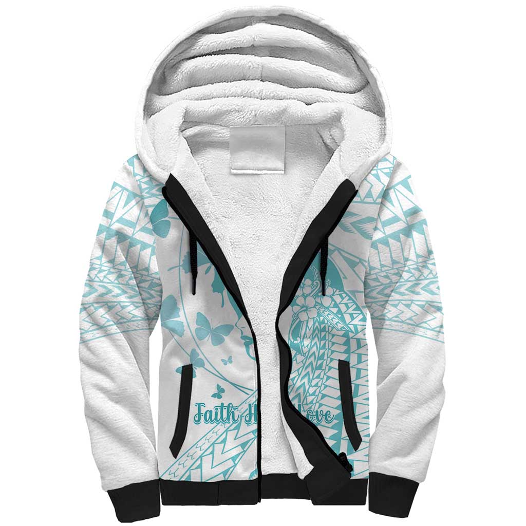Polynesia Cervical Cancer Awareness Month Sherpa Hoodie Polynesian Women Faith Hope Love! LT14 Unisex White - Polynesian Pride