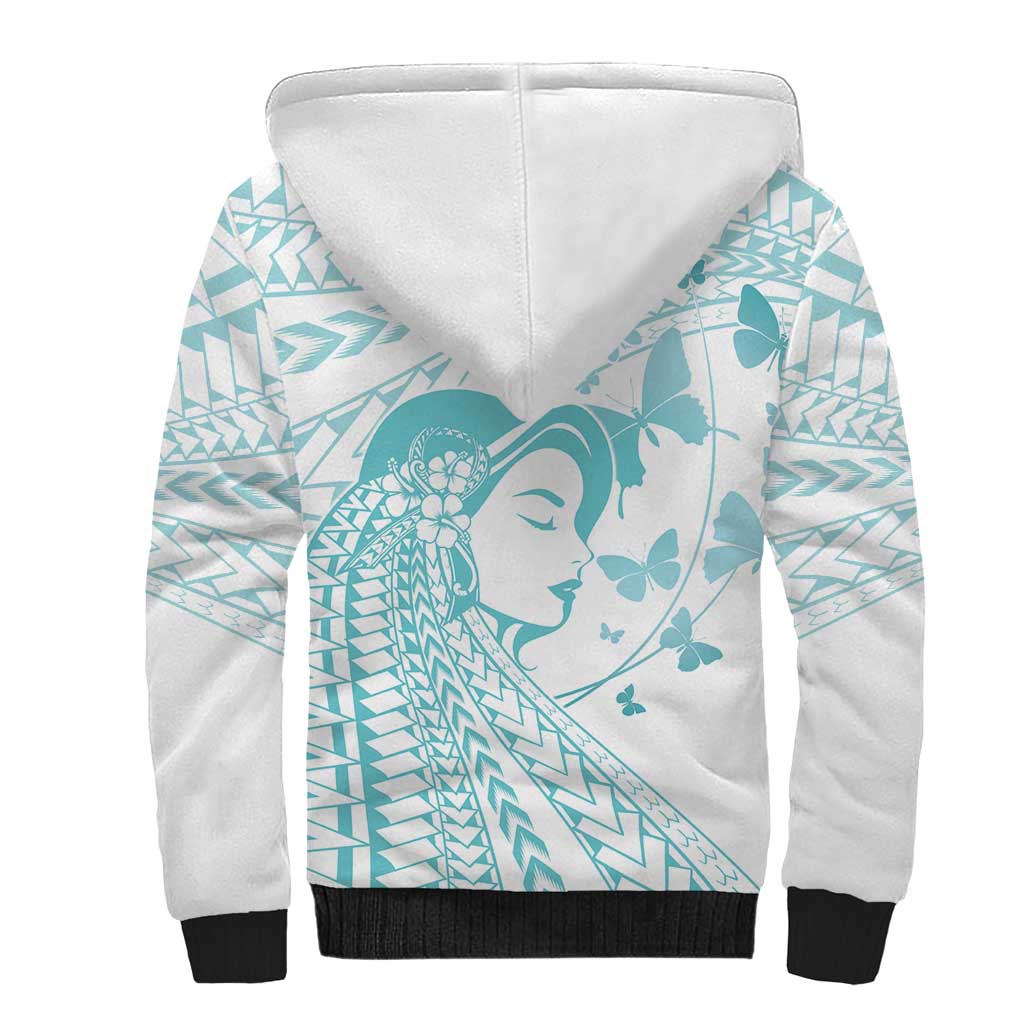Polynesia Cervical Cancer Awareness Month Sherpa Hoodie Polynesian Women Faith Hope Love! LT14 - Polynesian Pride