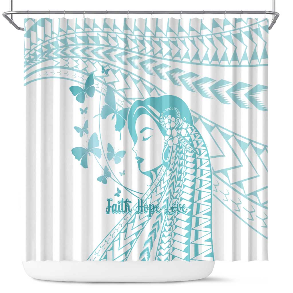 Polynesia Cervical Cancer Awareness Month Shower Curtain Polynesian Women Faith Hope Love!