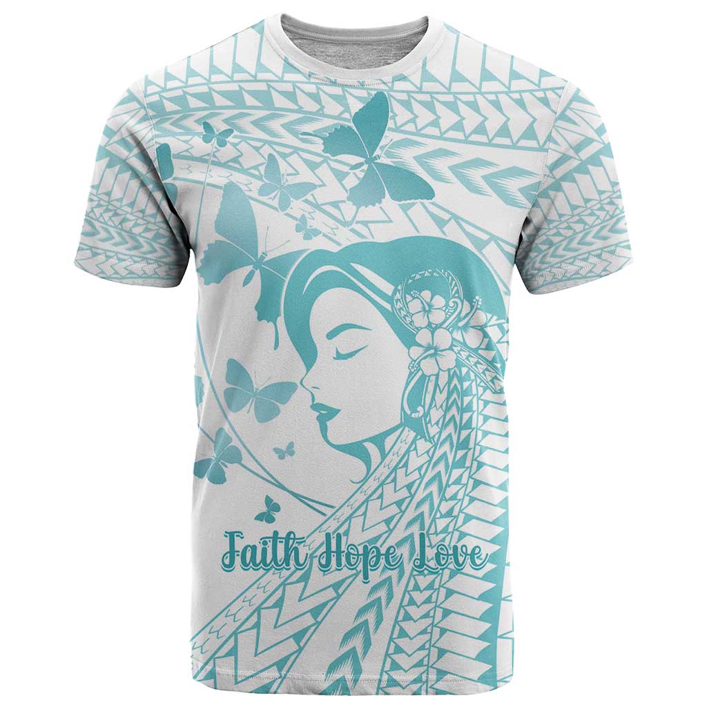 Polynesia Cervical Cancer Awareness Month T Shirt Polynesian Women Faith Hope Love! LT14 White - Polynesian Pride