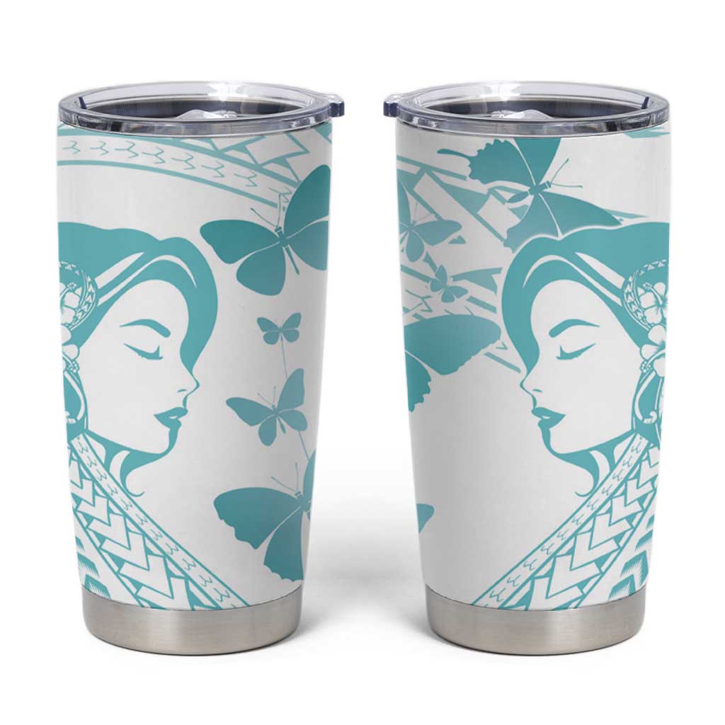 Polynesia Cervical Cancer Awareness Month Tumbler Cup Polynesian Women Faith Hope Love! LT14 White - Polynesian Pride
