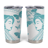 Polynesia Cervical Cancer Awareness Month Tumbler Cup Polynesian Women Faith Hope Love! LT14 White - Polynesian Pride