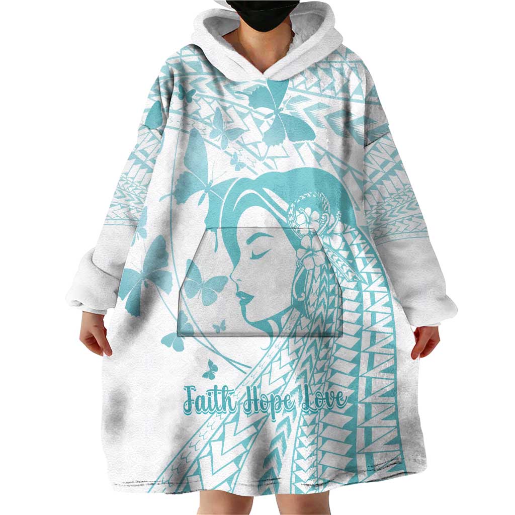 Polynesia Cervical Cancer Awareness Month Wearable Blanket Hoodie Polynesian Women Faith Hope Love! LT14 - Polynesian Pride