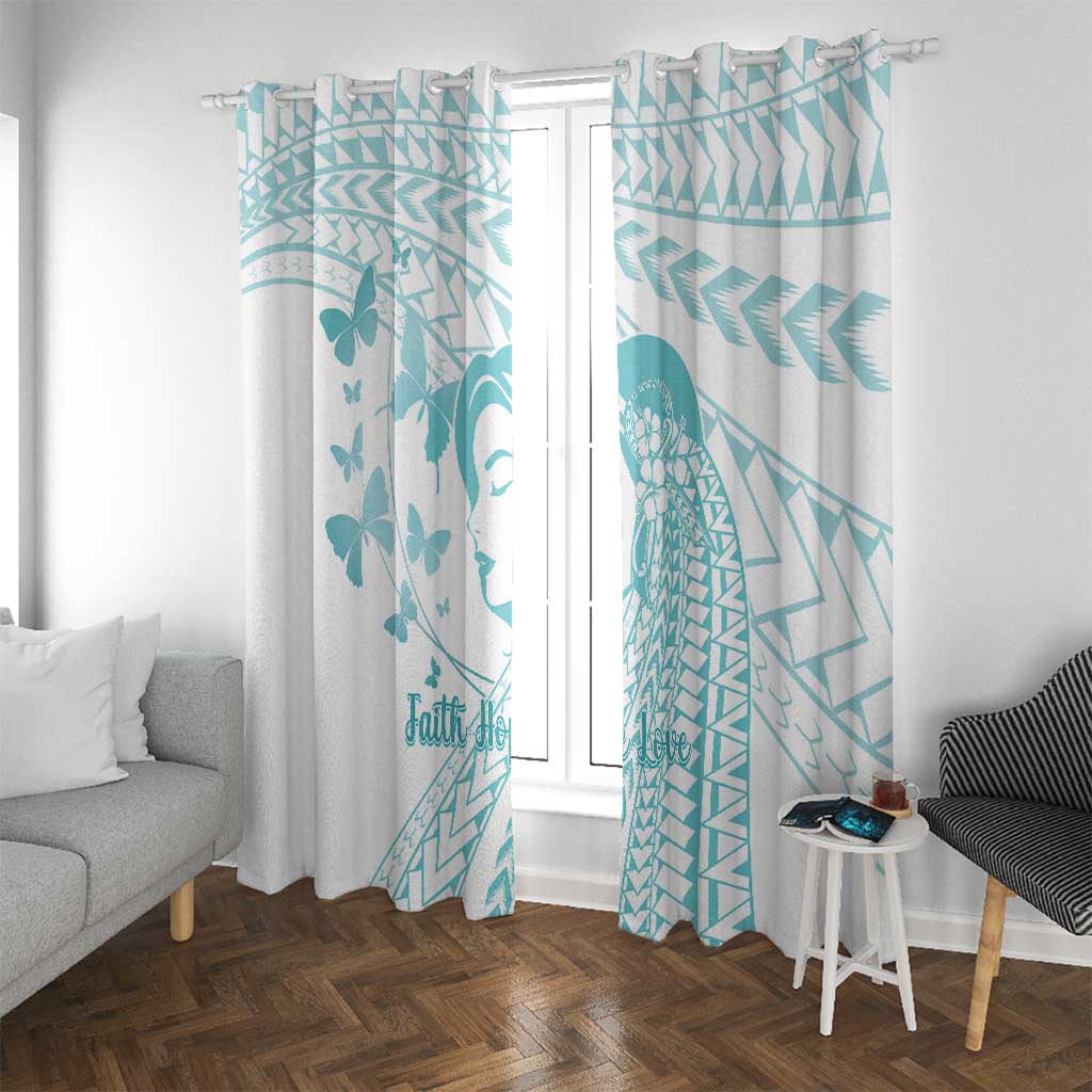 Polynesia Cervical Cancer Awareness Month Window Curtain Polynesian Women Faith Hope Love! LT14 With Grommets White - Polynesian Pride