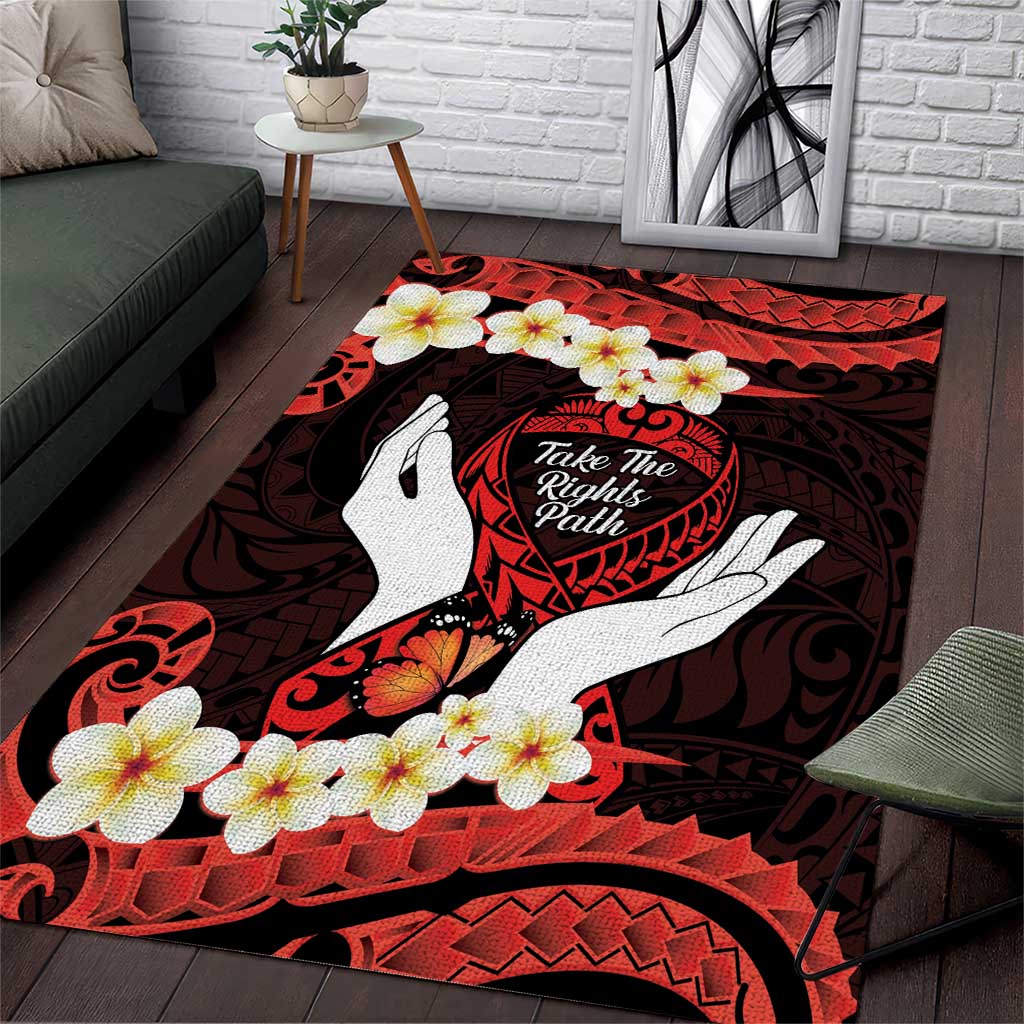 Polynesia AIDS Awareness Month Area Rug Take The Rights Path Polynesian Pattern