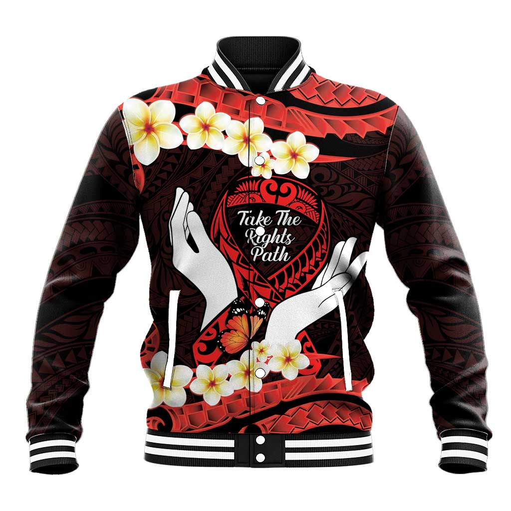 Polynesia AIDS Awareness Month Baseball Jacket Take The Rights Path Polynesian Pattern LT14 Unisex Red - Polynesian Pride
