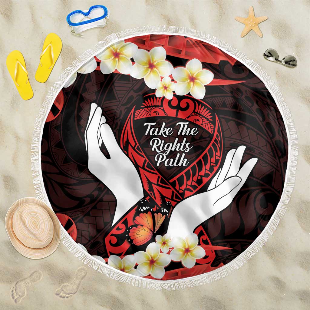 Polynesia AIDS Awareness Month Beach Blanket Take The Rights Path Polynesian Pattern LT14 One Size 150cm Red - Polynesian Pride