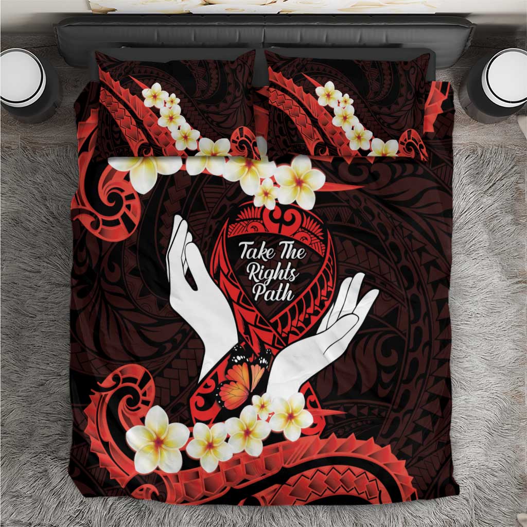 Polynesia AIDS Awareness Month Bedding Set Take The Rights Path Polynesian Pattern