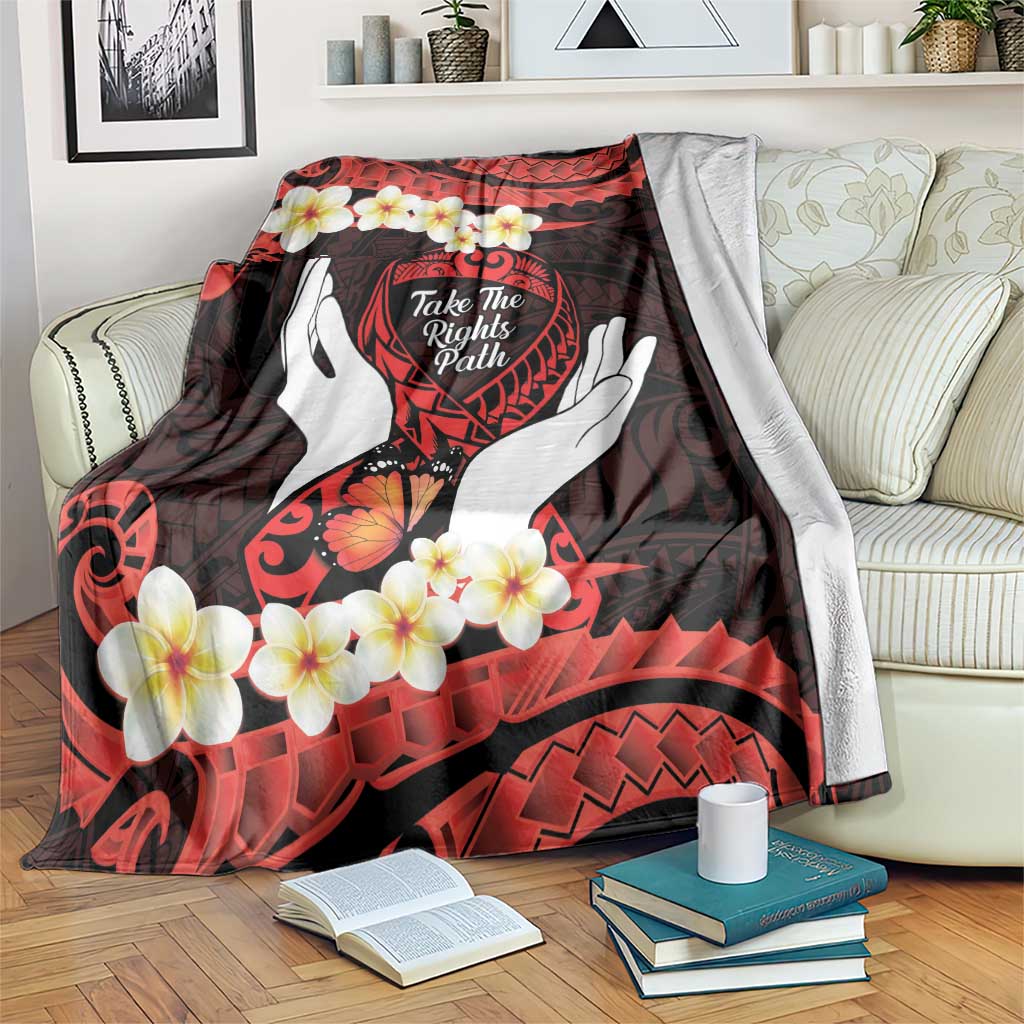 Polynesia AIDS Awareness Month Blanket Take The Rights Path Polynesian Pattern LT14 Red - Polynesian Pride