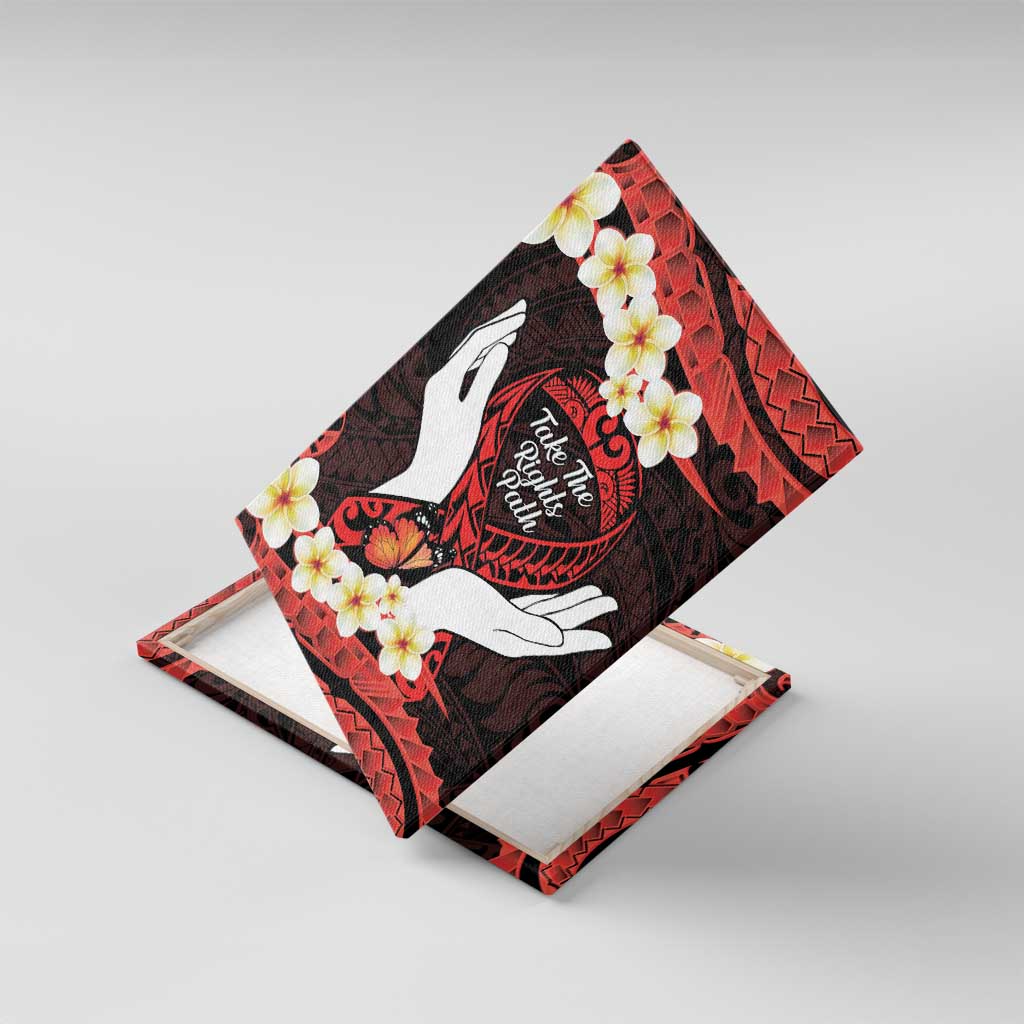 Polynesia AIDS Awareness Month Canvas Wall Art Take The Rights Path Polynesian Pattern LT14 With Frame Red - Polynesian Pride
