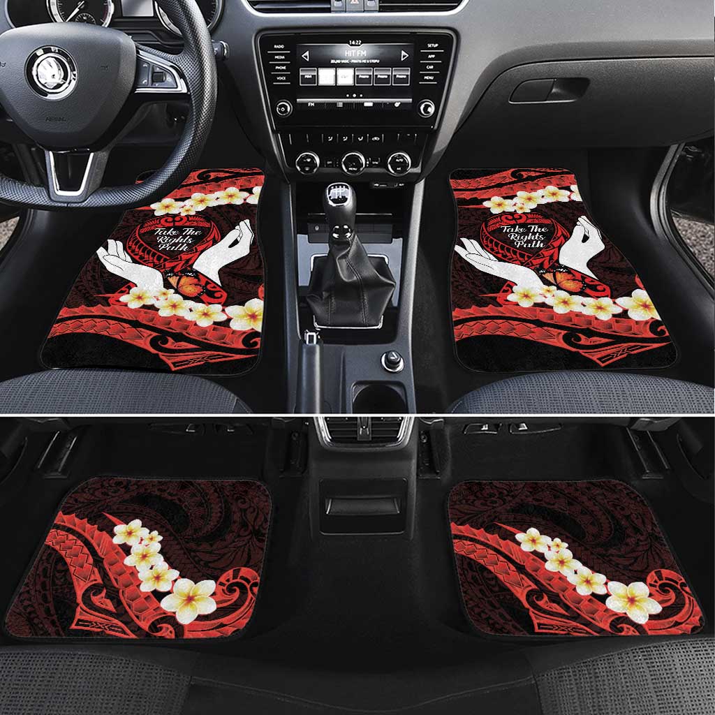 Polynesia AIDS Awareness Month Car Mats Take The Rights Path Polynesian Pattern LT14 Set 4pcs Red - Polynesian Pride