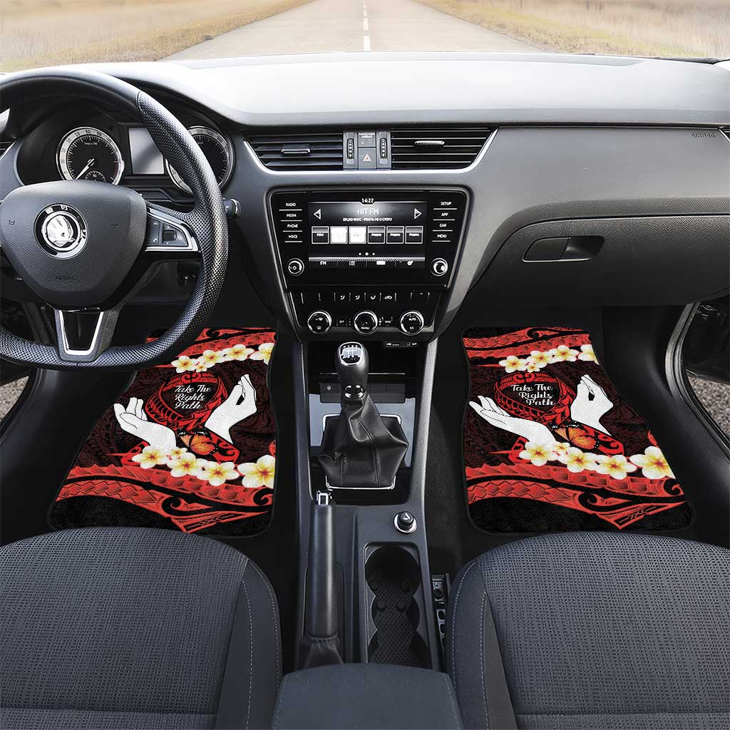 Polynesia AIDS Awareness Month Car Mats Take The Rights Path Polynesian Pattern LT14 Set 2pcs - Front Red - Polynesian Pride