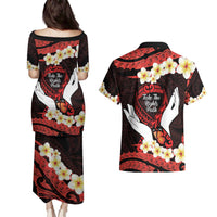 Polynesia AIDS Awareness Month Couples Matching Puletasi and Hawaiian Shirt Take The Rights Path Polynesian Pattern LT14 - Polynesian Pride