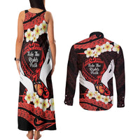 Polynesia AIDS Awareness Month Couples Matching Tank Maxi Dress and Long Sleeve Button Shirt Take The Rights Path Polynesian Pattern LT14 - Polynesian Pride