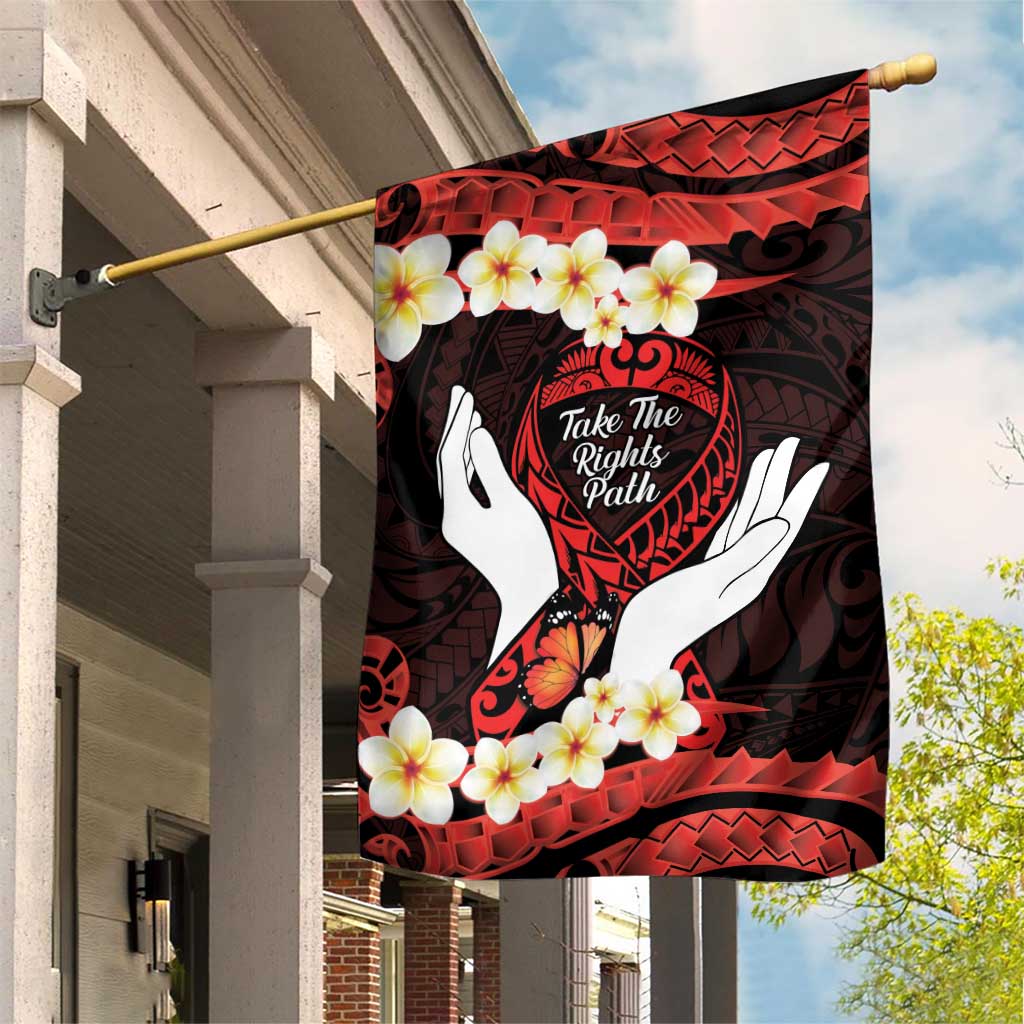Polynesia AIDS Awareness Month Garden Flag Take The Rights Path Polynesian Pattern LT14 House Flag Red - Polynesian Pride