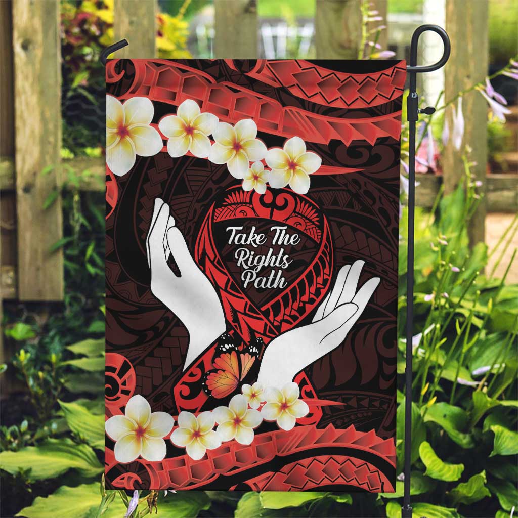 Polynesia AIDS Awareness Month Garden Flag Take The Rights Path Polynesian Pattern LT14 Garden Flag Red - Polynesian Pride