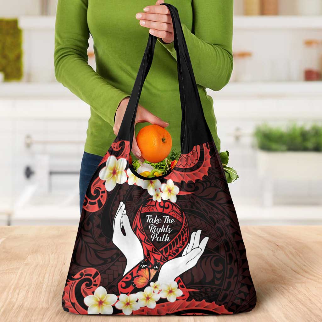 Polynesia AIDS Awareness Month Grocery Bag Take The Rights Path Polynesian Pattern LT14 - Polynesian Pride