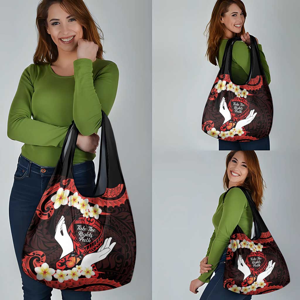 Polynesia AIDS Awareness Month Grocery Bag Take The Rights Path Polynesian Pattern LT14 - Polynesian Pride