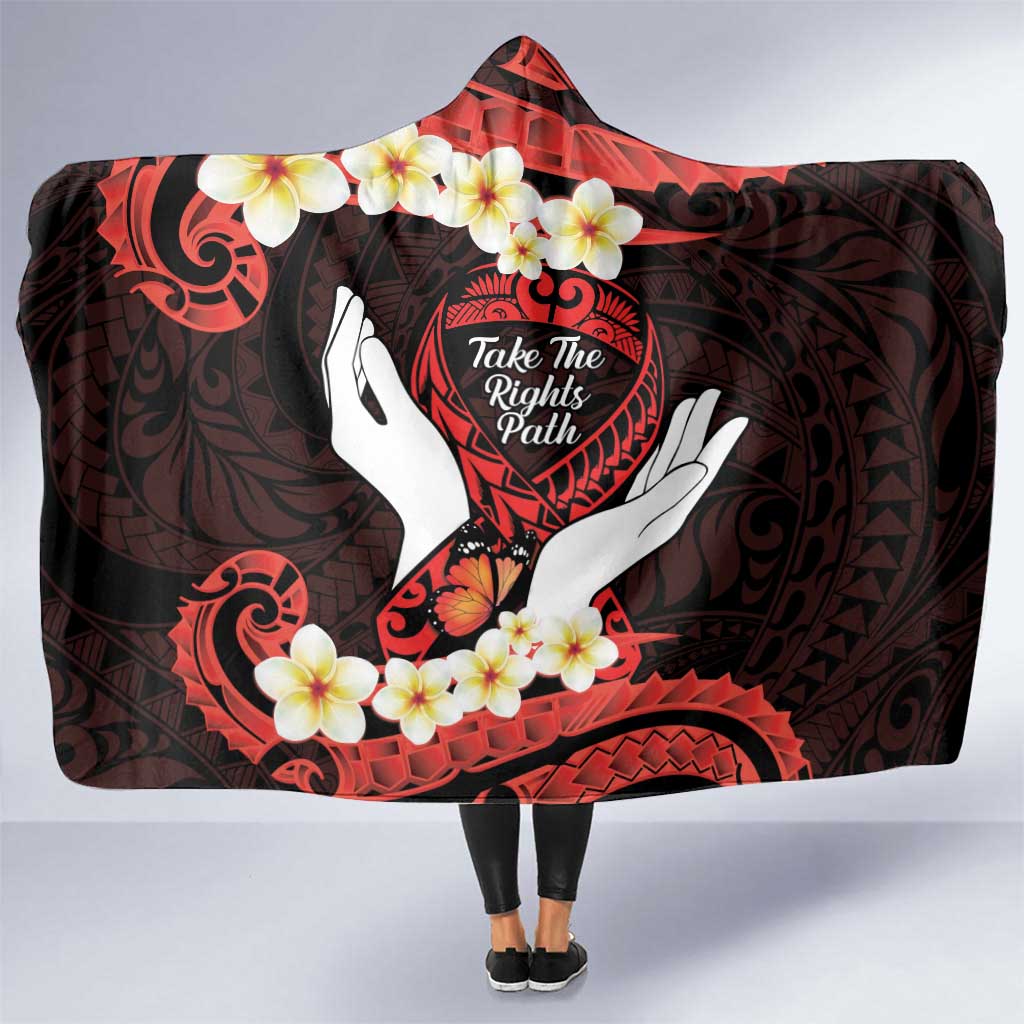 Polynesia AIDS Awareness Month Hooded Blanket Take The Rights Path Polynesian Pattern LT14 One Size Red - Polynesian Pride