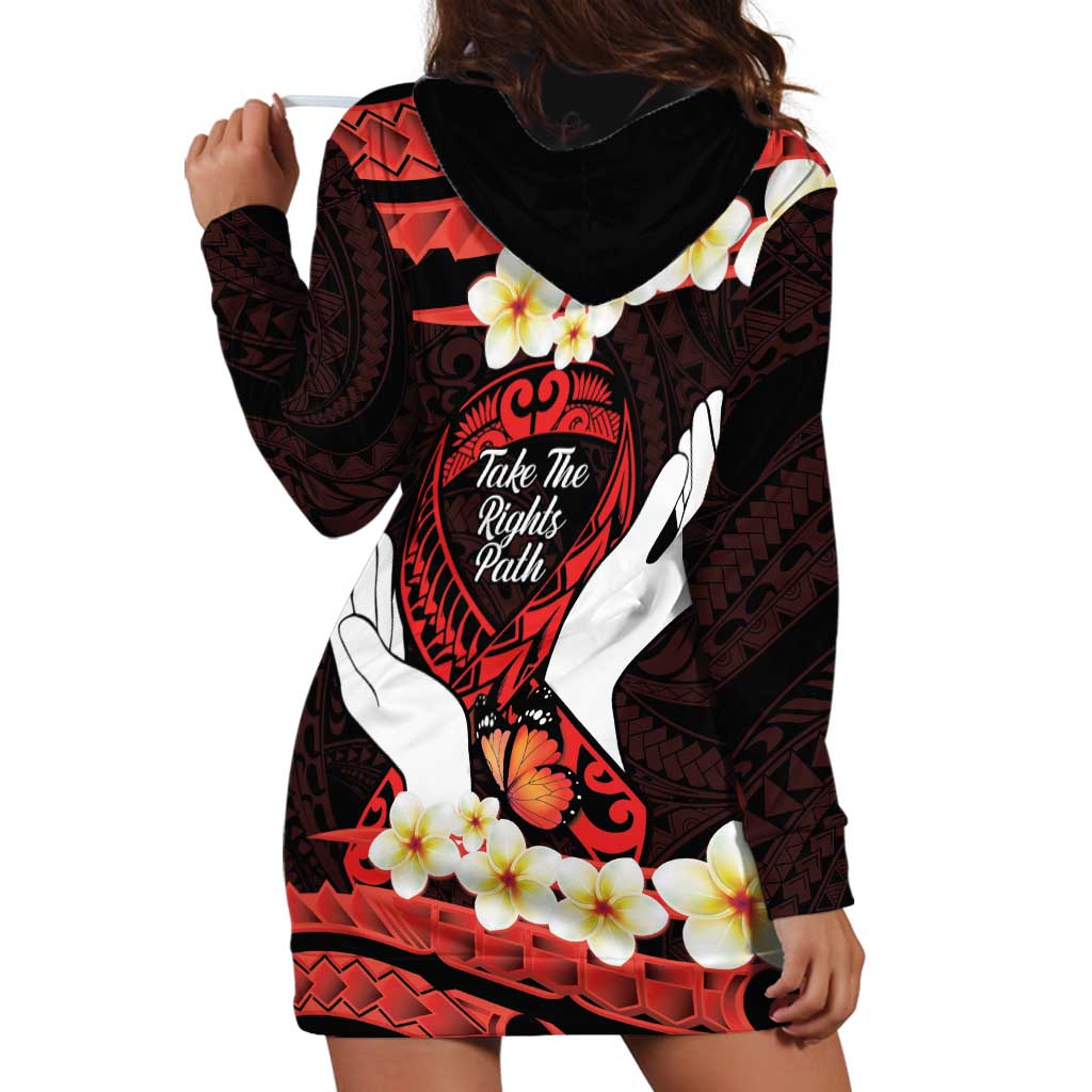 Polynesia AIDS Awareness Month Hoodie Dress Take The Rights Path Polynesian Pattern LT14 - Polynesian Pride