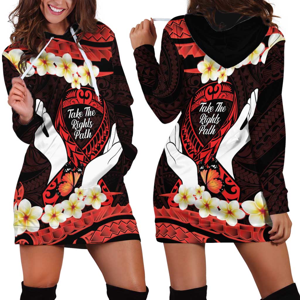 Polynesia AIDS Awareness Month Hoodie Dress Take The Rights Path Polynesian Pattern LT14 - Polynesian Pride