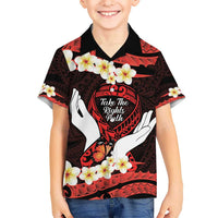 Polynesia AIDS Awareness Month Kid Hawaiian Shirt Take The Rights Path Polynesian Pattern