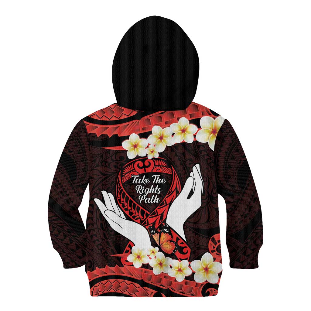 Polynesia AIDS Awareness Month Kid Hoodie Take The Rights Path Polynesian Pattern
