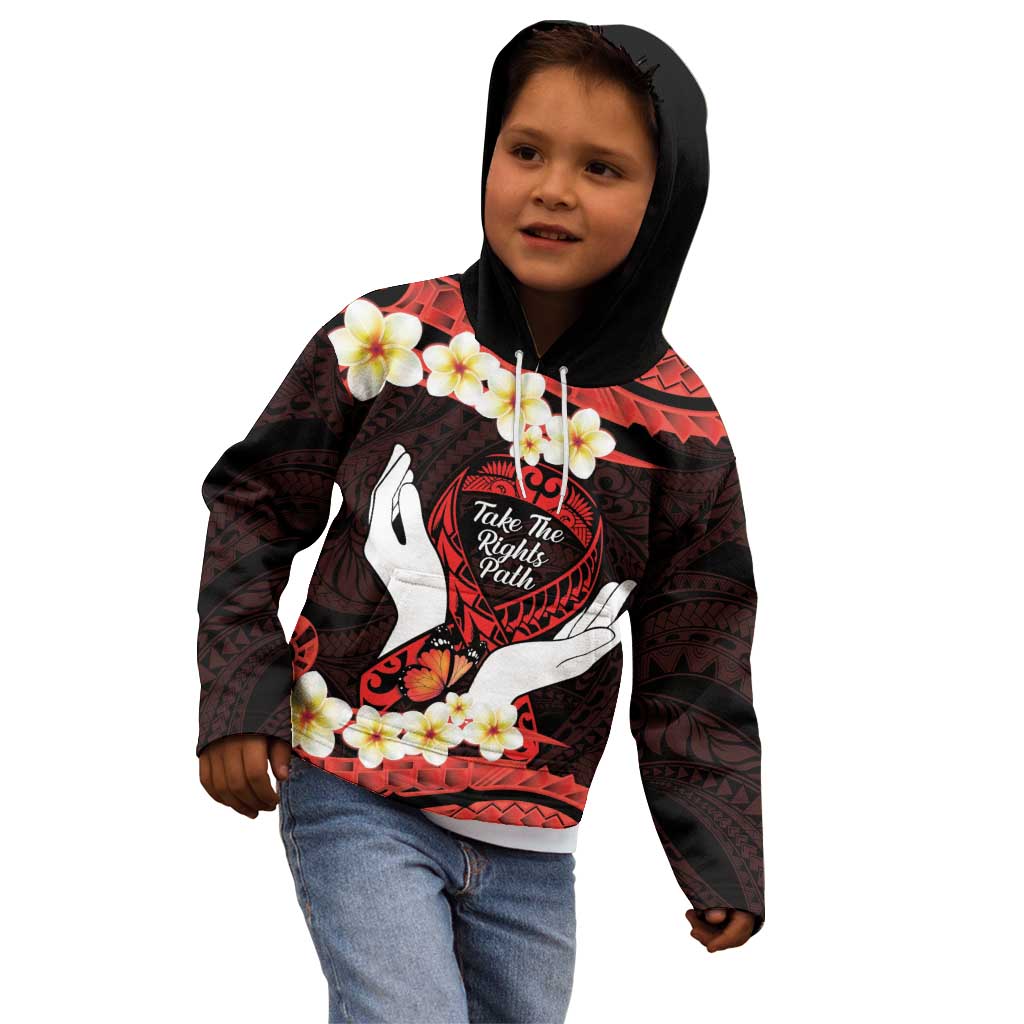 Polynesia AIDS Awareness Month Kid Hoodie Take The Rights Path Polynesian Pattern