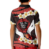Polynesia AIDS Awareness Month Kid Polo Shirt Take The Rights Path Polynesian Pattern