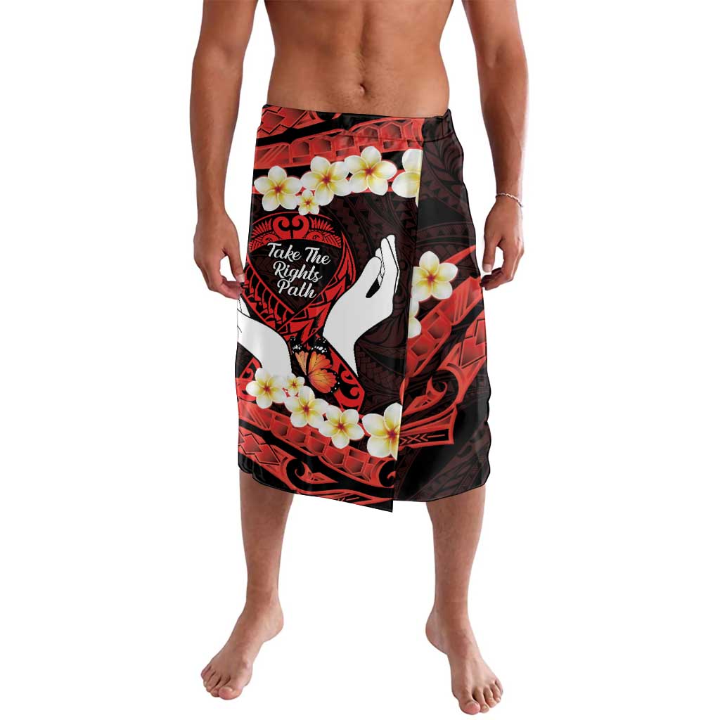 Polynesia AIDS Awareness Month Lavalava Take The Rights Path Polynesian Pattern LT14 Red - Polynesian Pride