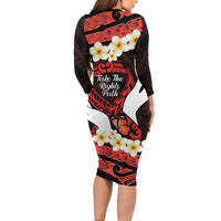 Polynesia AIDS Awareness Month Long Sleeve Bodycon Dress Take The Rights Path Polynesian Pattern